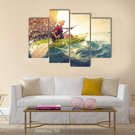 Woman With The Kayak Canvas Wall Art-4 Pop-Gallery Wrap-50" x 32"-Tiaracle