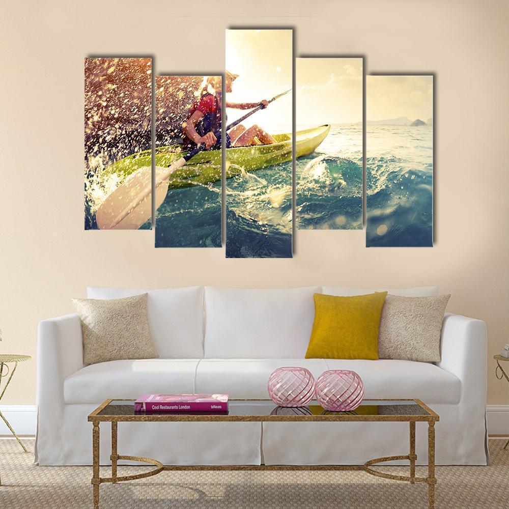 Woman With The Kayak Canvas Wall Art-5 Pop-Gallery Wrap-47" x 32"-Tiaracle