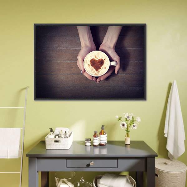 Women Holding Coffee Cup Canvas Wall Art-3 Horizontal-Gallery Wrap-25" x 16"-Tiaracle