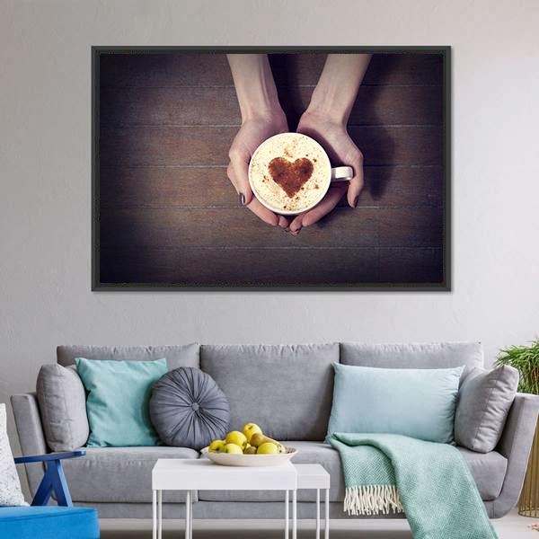 Women Holding Coffee Cup Canvas Wall Art-3 Horizontal-Gallery Wrap-25" x 16"-Tiaracle