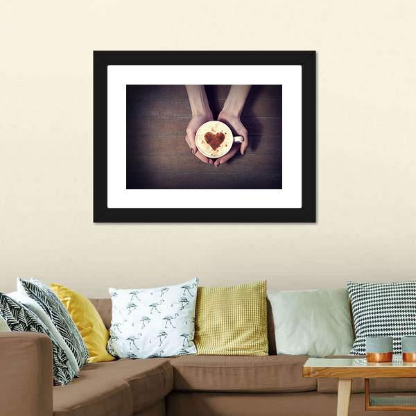 Women Holding Coffee Cup Canvas Wall Art-1 Piece-Framed Print-20" x 16"-Tiaracle