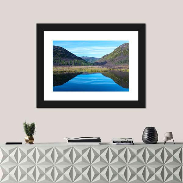 Wonder Lake With A Hill In Autumn Canvas Wall Art-1 Piece-Framed Print-20" x 16"-Tiaracle