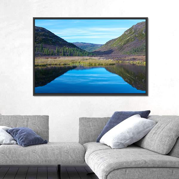 Wonder Lake With A Hill In Autumn Canvas Wall Art-3 Horizontal-Gallery Wrap-25" x 16"-Tiaracle