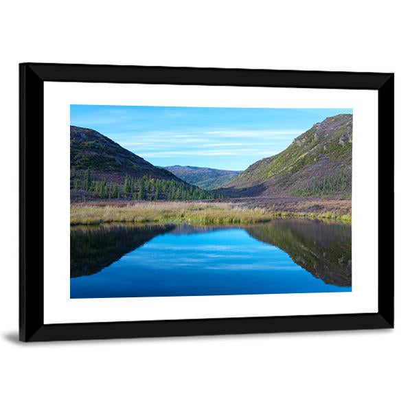 Wonder Lake With A Hill In Autumn Canvas Wall Art-3 Horizontal-Gallery Wrap-25" x 16"-Tiaracle