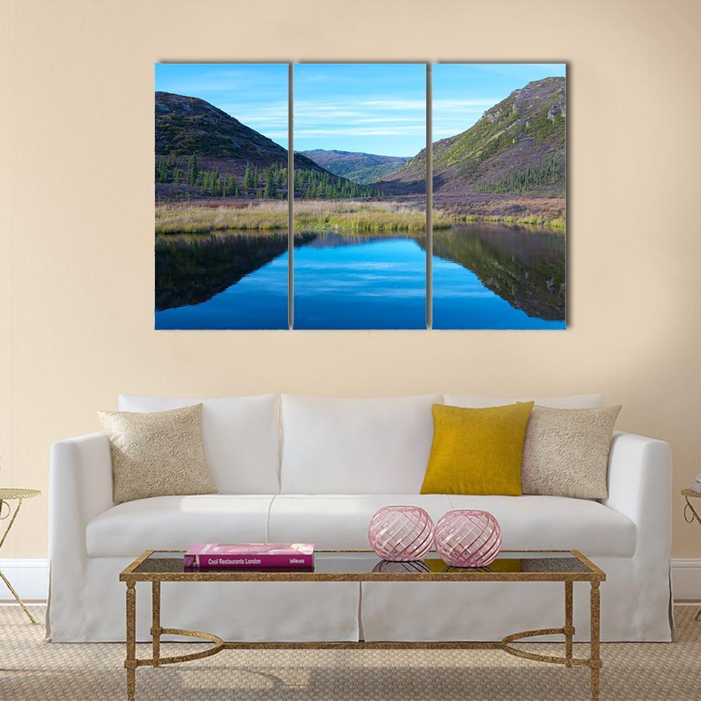 Wonder Lake With A Hill In Autumn Canvas Wall Art-3 Horizontal-Gallery Wrap-37" x 24"-Tiaracle