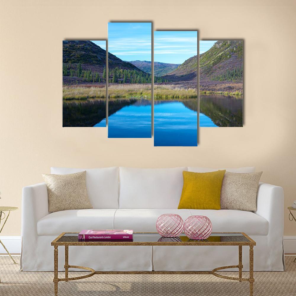 Wonder Lake With A Hill In Autumn Canvas Wall Art-4 Pop-Gallery Wrap-50" x 32"-Tiaracle