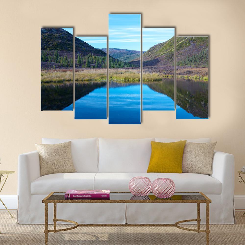 Wonder Lake With A Hill In Autumn Canvas Wall Art-5 Pop-Gallery Wrap-47" x 32"-Tiaracle