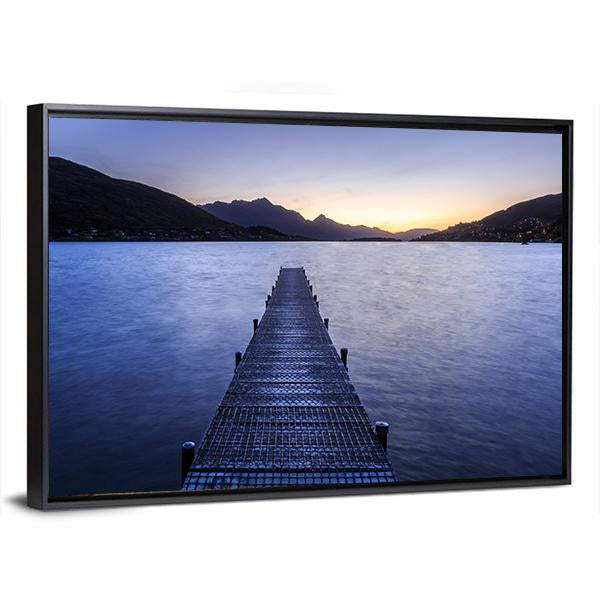 Wooden Pier On Big Lake Canvas Wall Art-3 Horizontal-Gallery Wrap-25" x 16"-Tiaracle