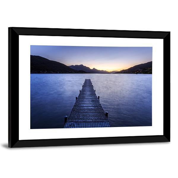 Wooden Pier On Big Lake Canvas Wall Art-3 Horizontal-Gallery Wrap-25" x 16"-Tiaracle
