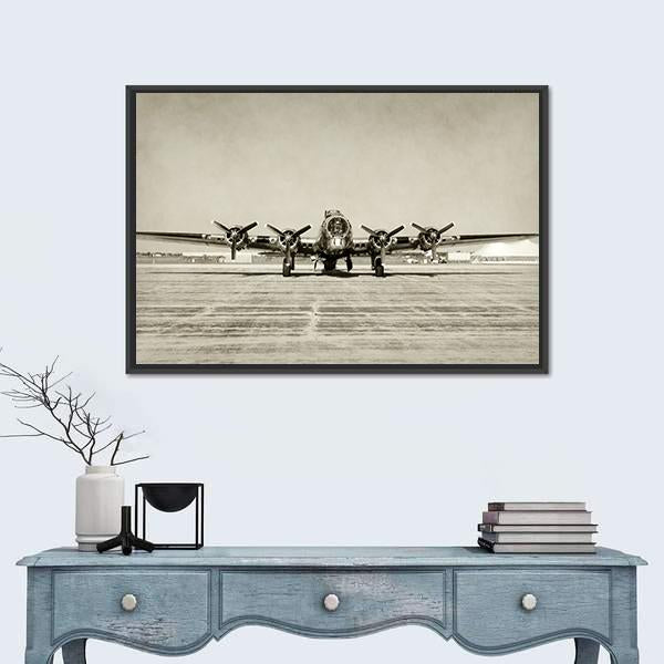 World War II Era Heavy Bomber Front View Canvas Wall Art-1 Piece-Floating Frame-24" x 16"-Tiaracle