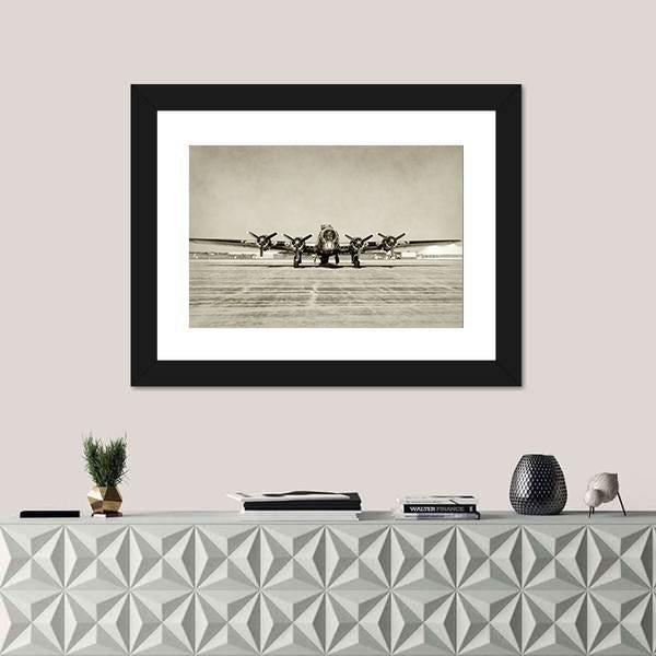 World War II Era Heavy Bomber Front View Canvas Wall Art-1 Piece-Framed Print-20" x 16"-Tiaracle