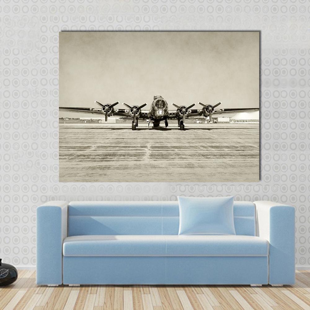 World War II Era Heavy Bomber Front View Canvas Wall Art-1 Piece-Gallery Wrap-48" x 32"-Tiaracle