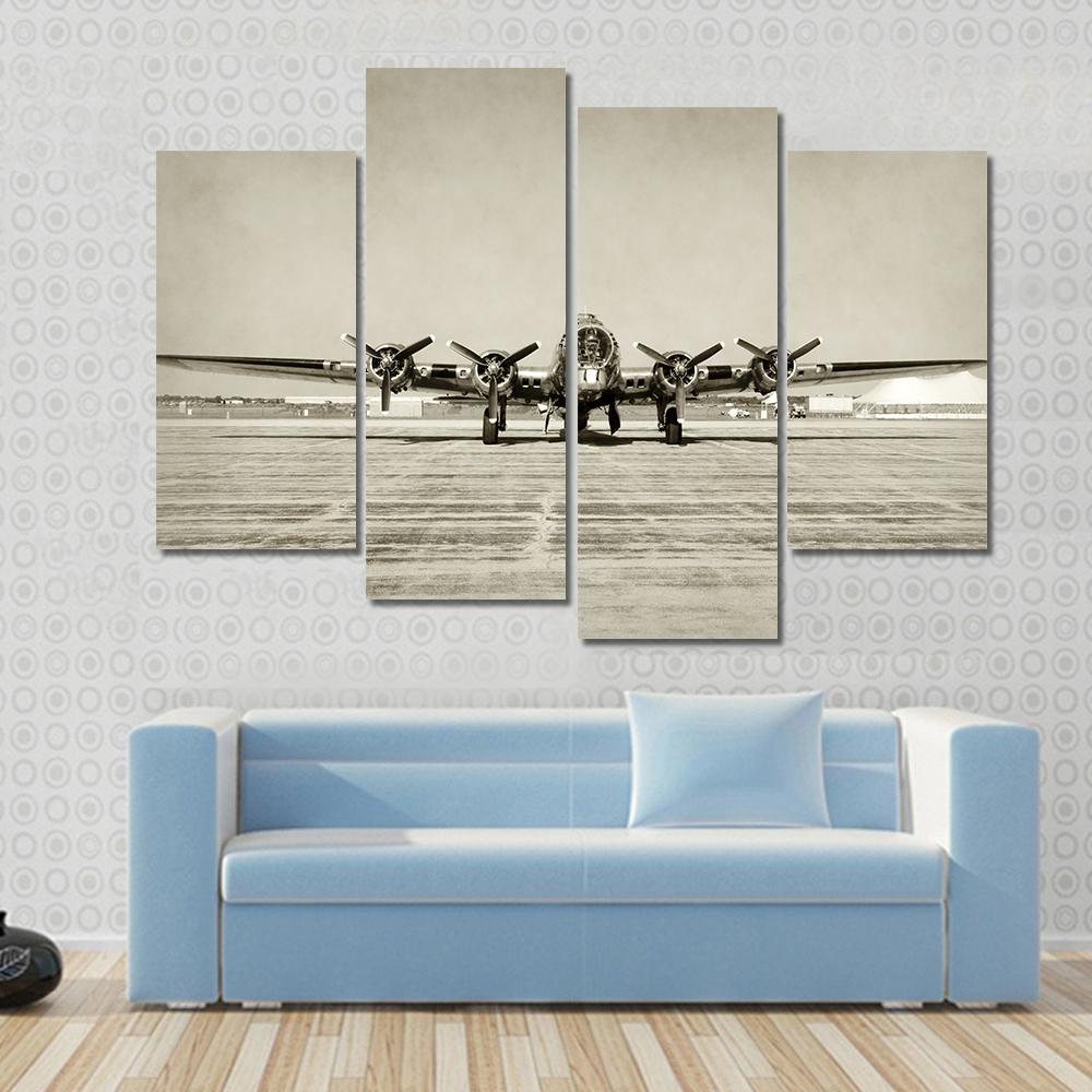 World War II Era Heavy Bomber Front View Canvas Wall Art-4 Pop-Gallery Wrap-50" x 32"-Tiaracle