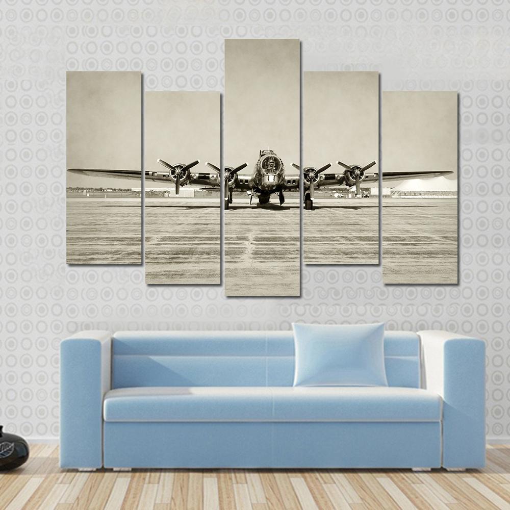 World War II Era Heavy Bomber Front View Canvas Wall Art-5 Pop-Gallery Wrap-47" x 32"-Tiaracle