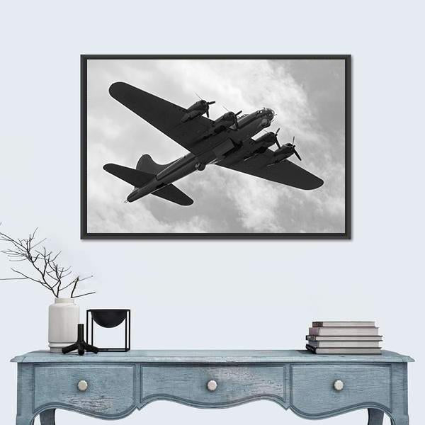 World War II Era Heavy Bomber On A Mission Canvas Wall Art-1 Piece-Floating Frame-24" x 16"-Tiaracle