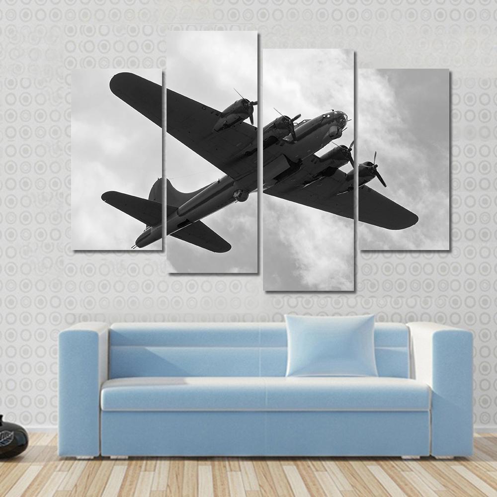 World War II Era Heavy Bomber On A Mission Canvas Wall Art-4 Pop-Gallery Wrap-50" x 32"-Tiaracle