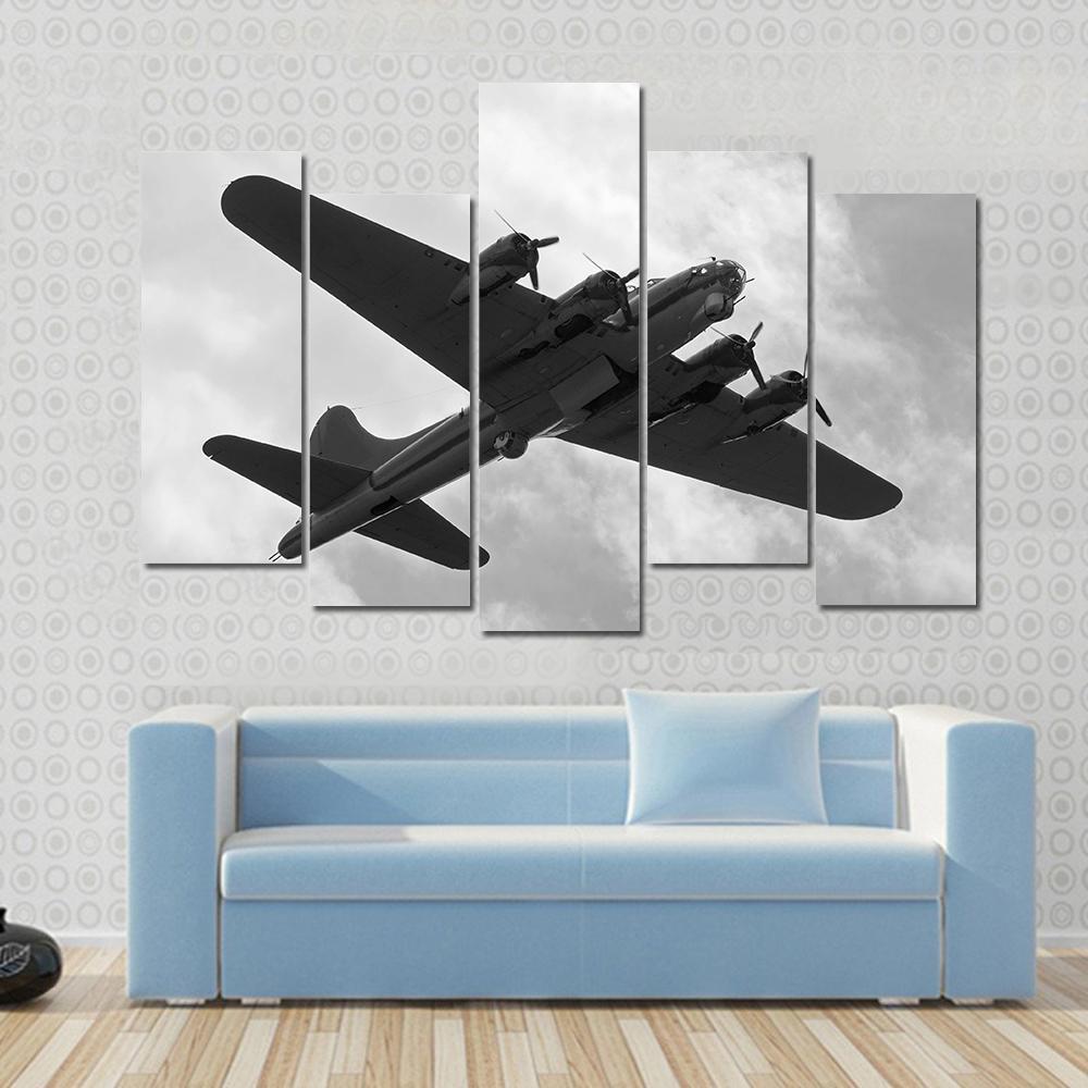 World War II Era Heavy Bomber On A Mission Canvas Wall Art-5 Pop-Gallery Wrap-47" x 32"-Tiaracle