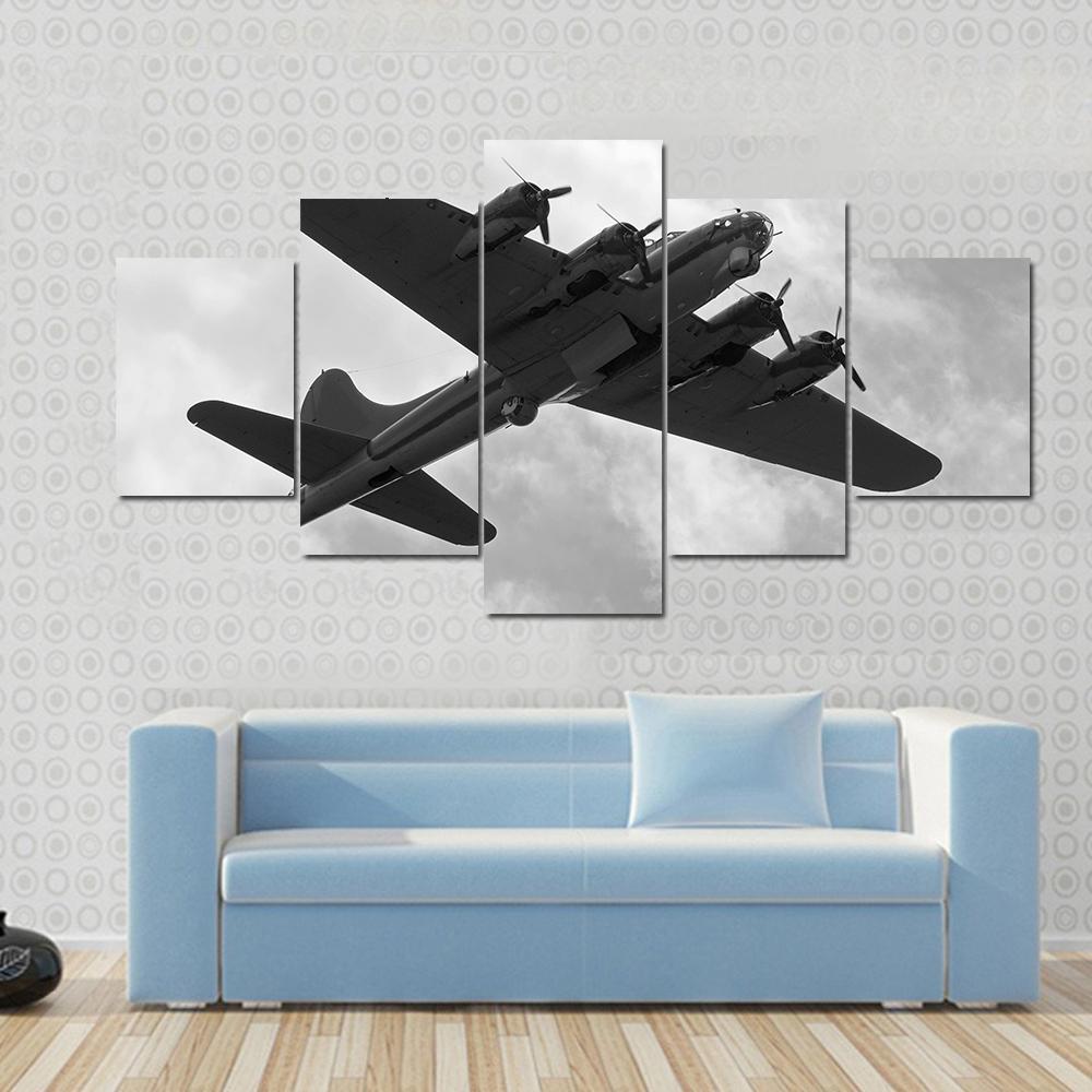 World War II Era Heavy Bomber On A Mission Canvas Wall Art-5 Star-Gallery Wrap-62" x 32"-Tiaracle