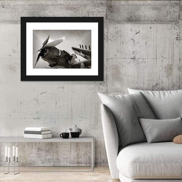 World War II Era Navy Fighter Plane With Folded Wings Canvas Wall Art-3 Horizontal-Gallery Wrap-25" x 16"-Tiaracle