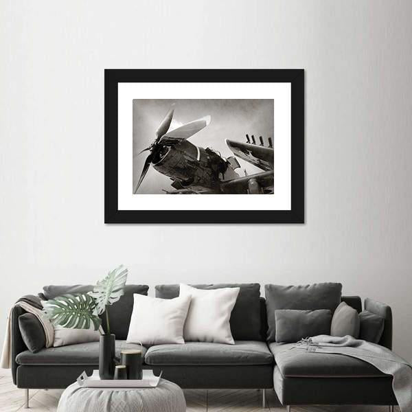 World War II Era Navy Fighter Plane With Folded Wings Canvas Wall Art-3 Horizontal-Gallery Wrap-25" x 16"-Tiaracle