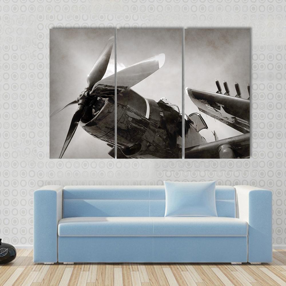 World War II Era Navy Fighter Plane With Folded Wings Canvas Wall Art-3 Horizontal-Gallery Wrap-37" x 24"-Tiaracle