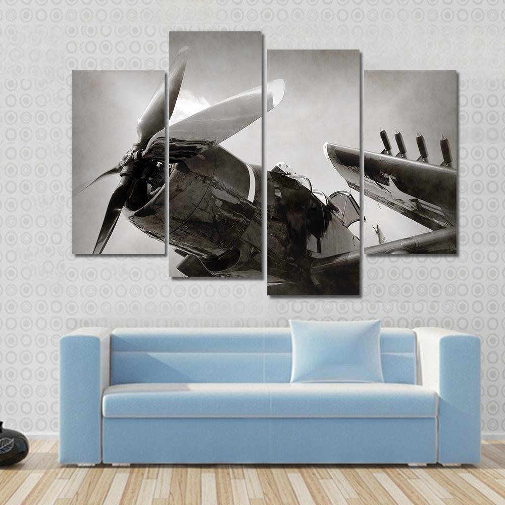 World War II Era Navy Fighter Plane With Folded Wings Canvas Wall Art-4 Pop-Gallery Wrap-50" x 32"-Tiaracle