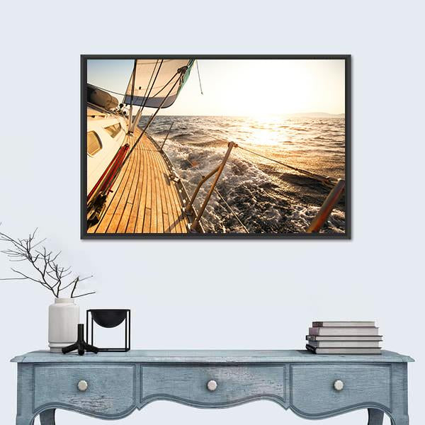 Yacht Sailing Regatta Canvas Wall Art-1 Piece-Floating Frame-24" x 16"-Tiaracle