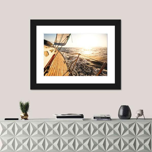 Yacht Sailing Regatta Canvas Wall Art-1 Piece-Framed Print-20" x 16"-Tiaracle