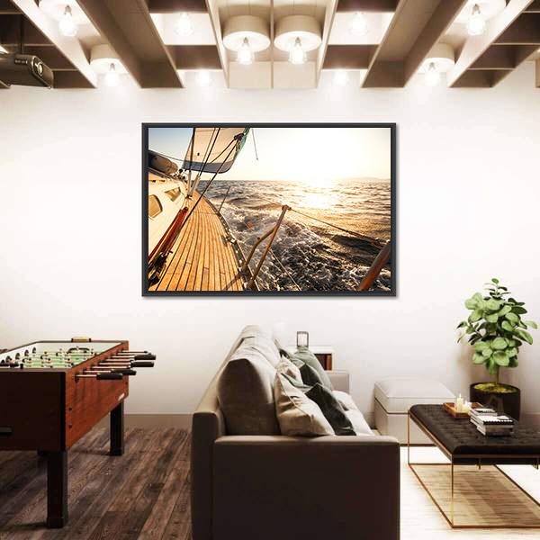 Yacht Sailing Regatta Canvas Wall Art-3 Horizontal-Gallery Wrap-25" x 16"-Tiaracle