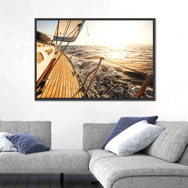 Yacht Sailing Regatta Canvas Wall Art-3 Horizontal-Gallery Wrap-25" x 16"-Tiaracle