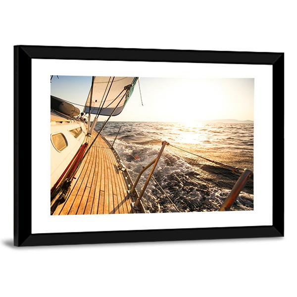 Yacht Sailing Regatta Canvas Wall Art-3 Horizontal-Gallery Wrap-25" x 16"-Tiaracle