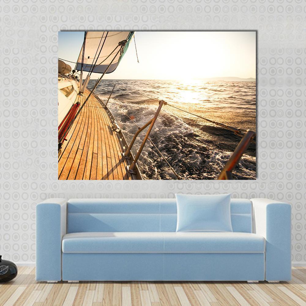 Yacht Sailing Regatta Canvas Wall Art-1 Piece-Gallery Wrap-48" x 32"-Tiaracle