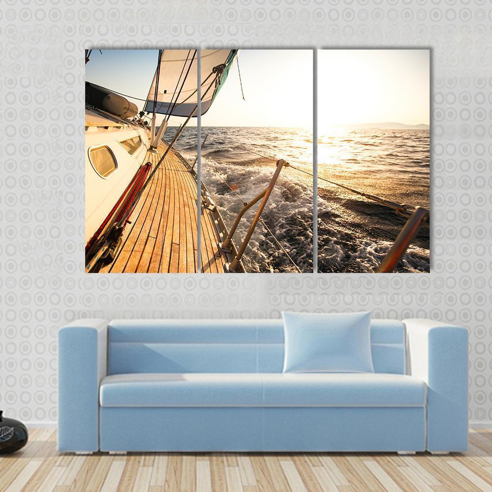 Yacht Sailing Regatta Canvas Wall Art-3 Horizontal-Gallery Wrap-37" x 24"-Tiaracle