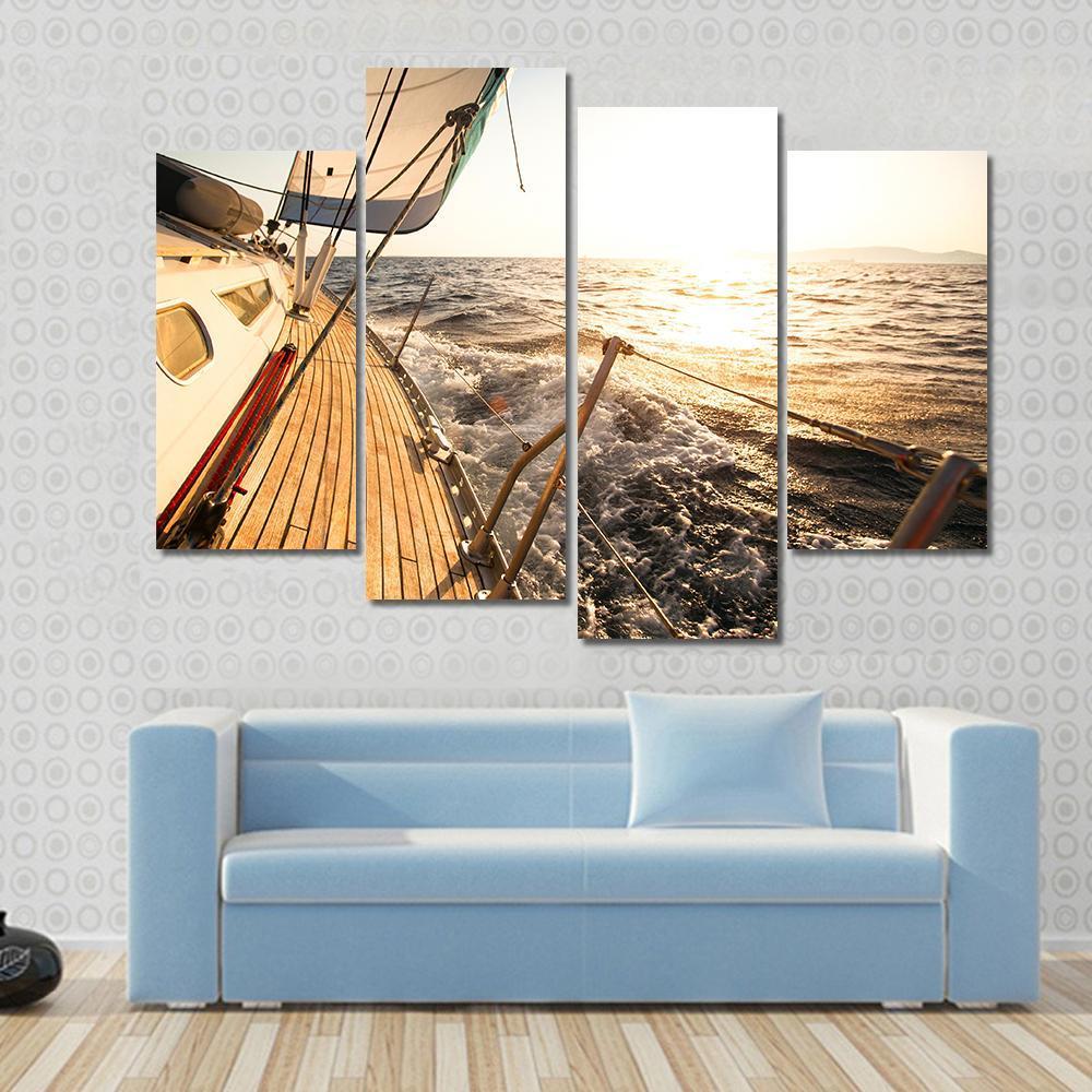 Yacht Sailing Regatta Canvas Wall Art-4 Pop-Gallery Wrap-50" x 32"-Tiaracle