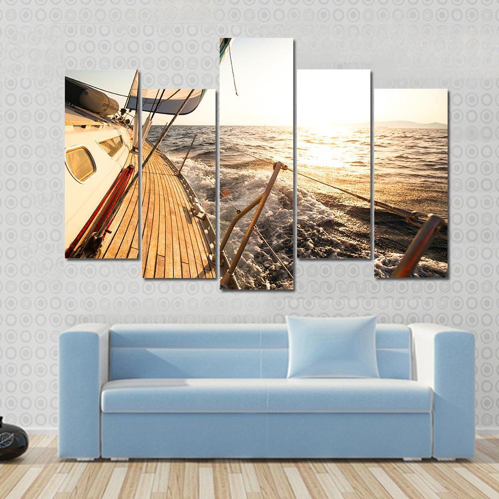 Yacht Sailing Regatta Canvas Wall Art-5 Pop-Gallery Wrap-47" x 32"-Tiaracle