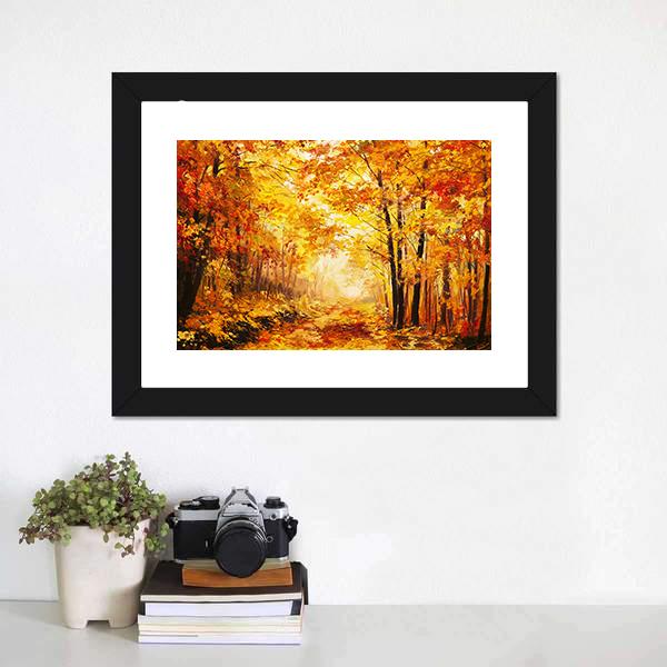 Yellow Autumn Forest Canvas Wall Art-3 Horizontal-Gallery Wrap-25" x 16"-Tiaracle