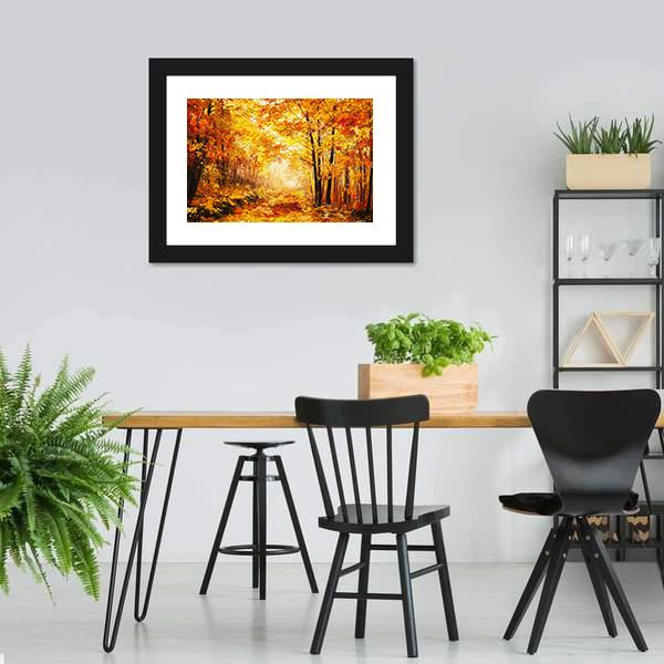 Yellow Autumn Forest Canvas Wall Art-3 Horizontal-Gallery Wrap-25" x 16"-Tiaracle