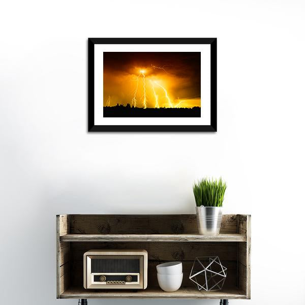 Yellow Light Thunderbolts Canvas Wall Art-1 Piece-Framed Print-20" x 16"-Tiaracle