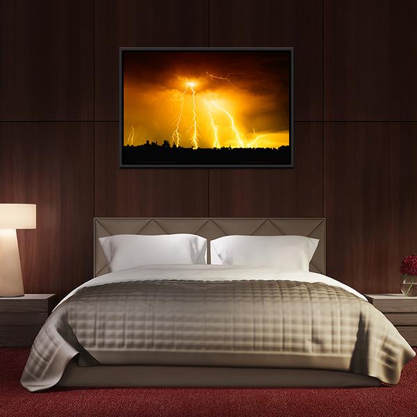 Yellow Light Thunderbolts Canvas Wall Art-3 Horizontal-Gallery Wrap-25" x 16"-Tiaracle