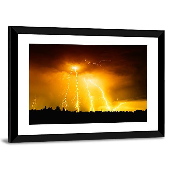 Yellow Light Thunderbolts Canvas Wall Art-3 Horizontal-Gallery Wrap-25" x 16"-Tiaracle