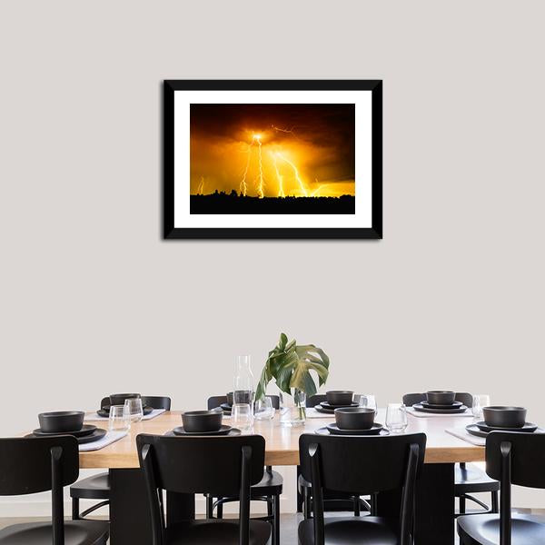 Yellow Light Thunderbolts Canvas Wall Art-3 Horizontal-Gallery Wrap-25" x 16"-Tiaracle