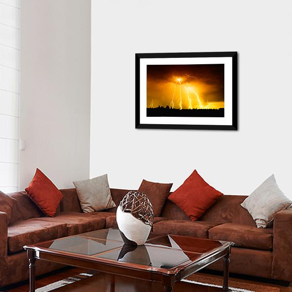 Yellow Light Thunderbolts Canvas Wall Art-3 Horizontal-Gallery Wrap-25" x 16"-Tiaracle