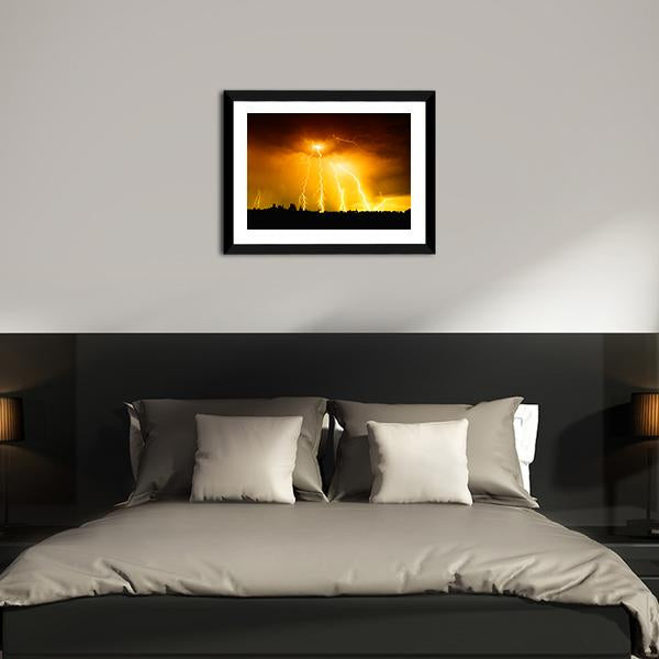 Yellow Light Thunderbolts Canvas Wall Art-3 Horizontal-Gallery Wrap-25" x 16"-Tiaracle