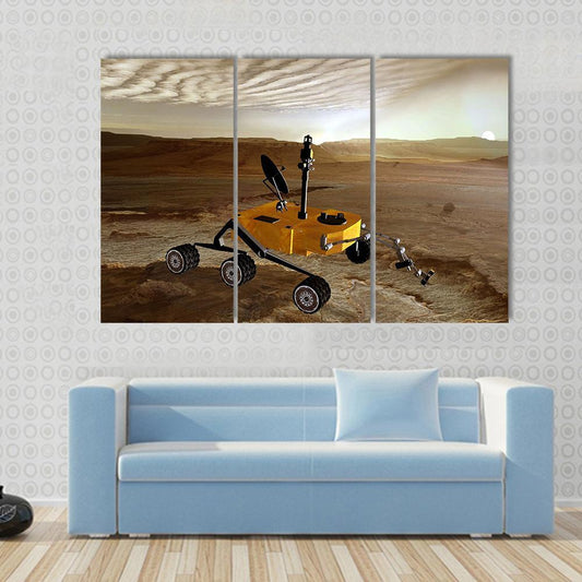 Yellow Rover On Mars Canvas Wall Art-3 Horizontal-Gallery Wrap-37" x 24"-Tiaracle