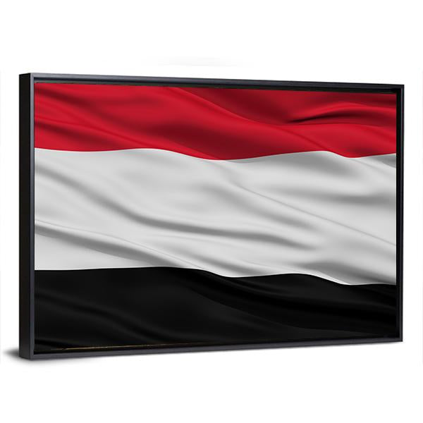Yemen Flag Waving In The Wind Canvas Wall Art-3 Horizontal-Gallery Wrap-25" x 16"-Tiaracle