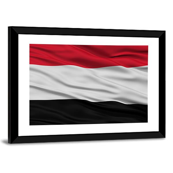 Yemen Flag Waving In The Wind Canvas Wall Art-3 Horizontal-Gallery Wrap-25" x 16"-Tiaracle