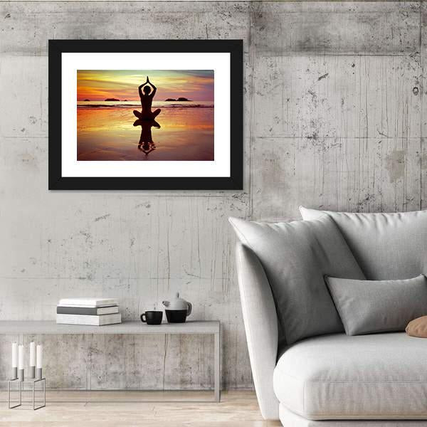 Yoga On The Beach Canvas Wall Art-3 Horizontal-Gallery Wrap-25" x 16"-Tiaracle