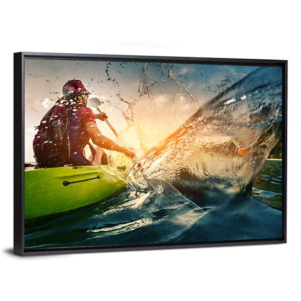 Young Lady Paddling Hard Canvas Wall Art-3 Horizontal-Gallery Wrap-25" x 16"-Tiaracle