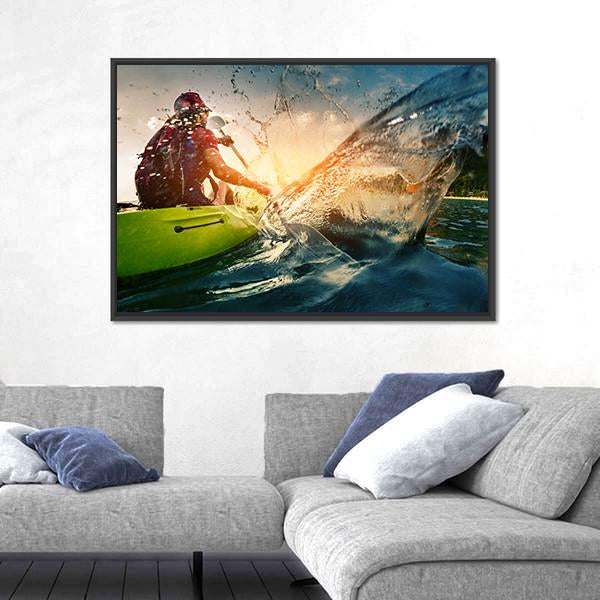 Young Lady Paddling Hard Canvas Wall Art-3 Horizontal-Gallery Wrap-25" x 16"-Tiaracle