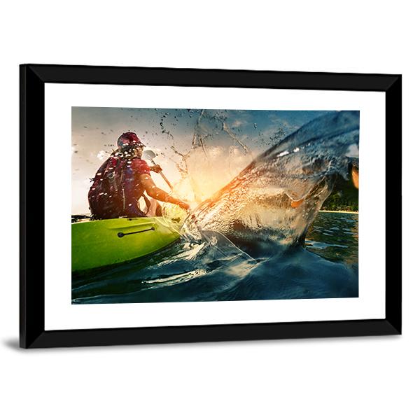 Young Lady Paddling Hard Canvas Wall Art-3 Horizontal-Gallery Wrap-25" x 16"-Tiaracle